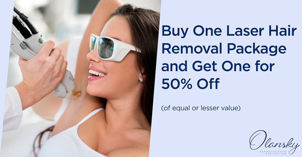 Buy one laser hair removal package and get one for 50% off.